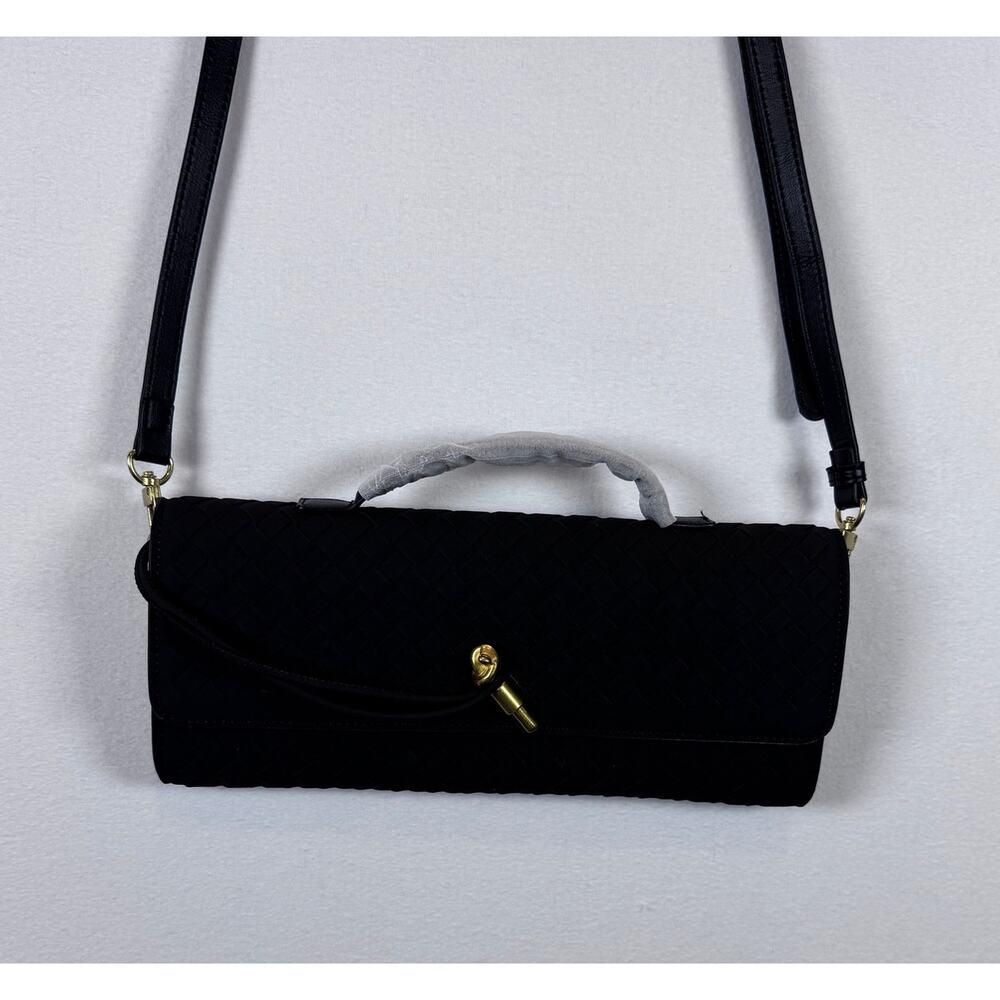 Woven Evening Clutch Crossbody Bag Dumpling Hobo Purse Vegan Leather New - Picture 8 of 9